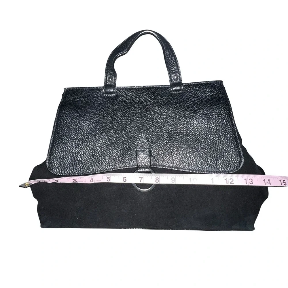 Rebecca Minkoff Medium Keith‎ Suede & Leather Satchel Handbag Crossbody Black